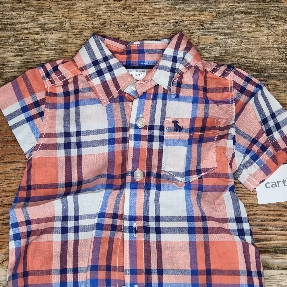 New Carter's Plaid Short Set. Size 6m